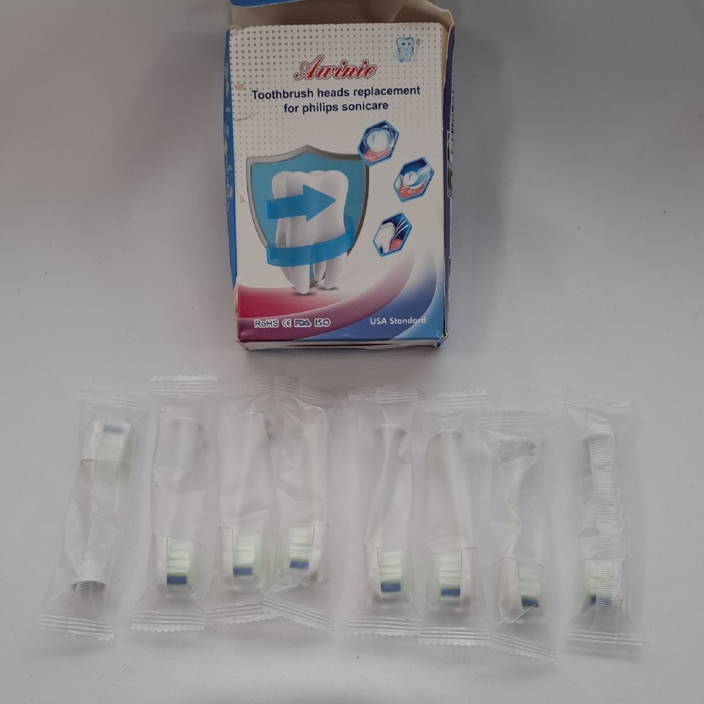 Aurate Toothbrush Heads Replacement - White and Blue (Open Box,but Items Sealed)